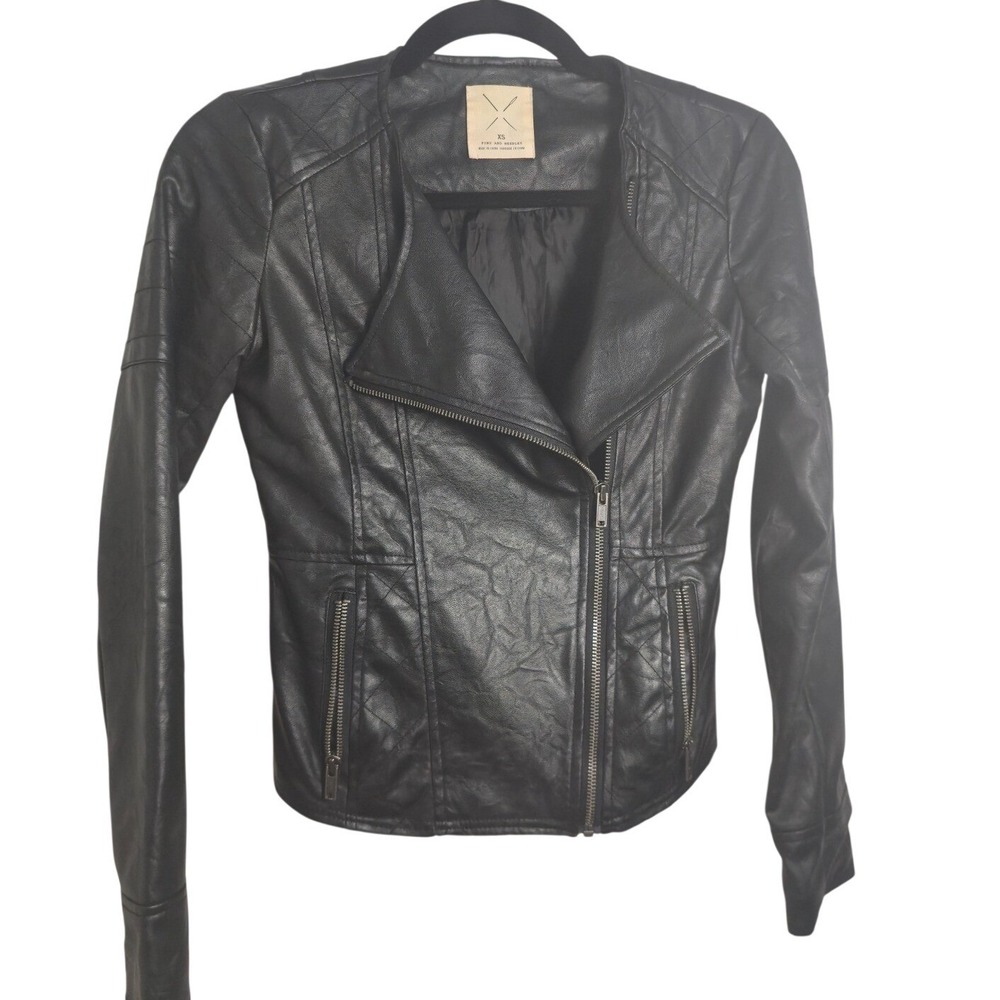 Pins‎ & Needles Urban Outfitters Black Faux Leather Moto Jacket Womens XS Zip